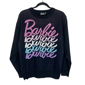 Barbie Echo logo black and multi crew neck sweater size Medium
